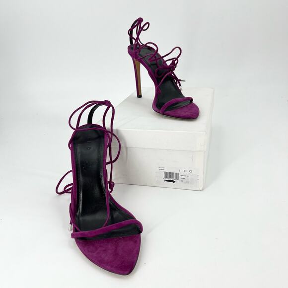 IRO Shoes - IRO Sandals Purple Suede Lace Up High Stiletto Heel Pointed Toe Size US 7 NEW